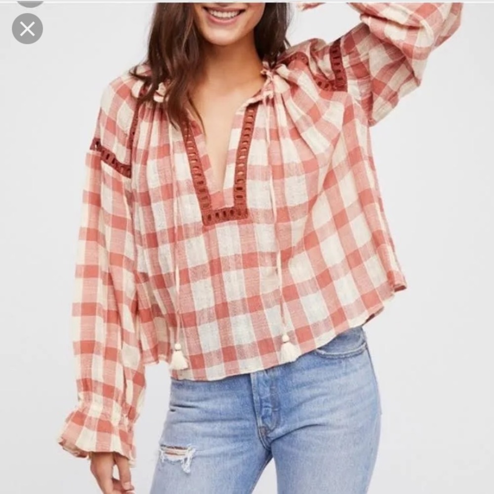 Free People Honey Grove Knit Blouse Top